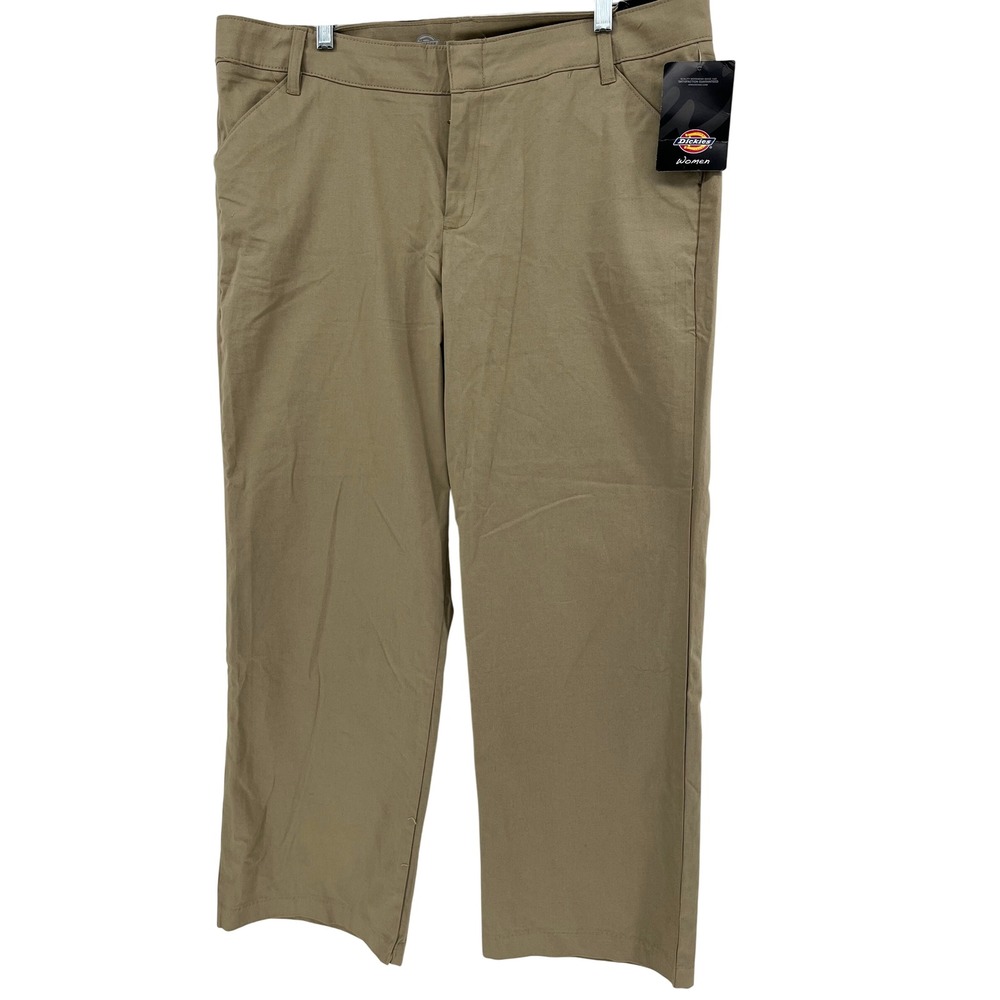 NWT Dickies Womens Flex Twill Relaxed Fit Straight Leg Khaki Pants Size 16 Short